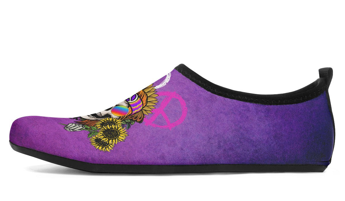 Hippie Happy Skull Sunflower Purple