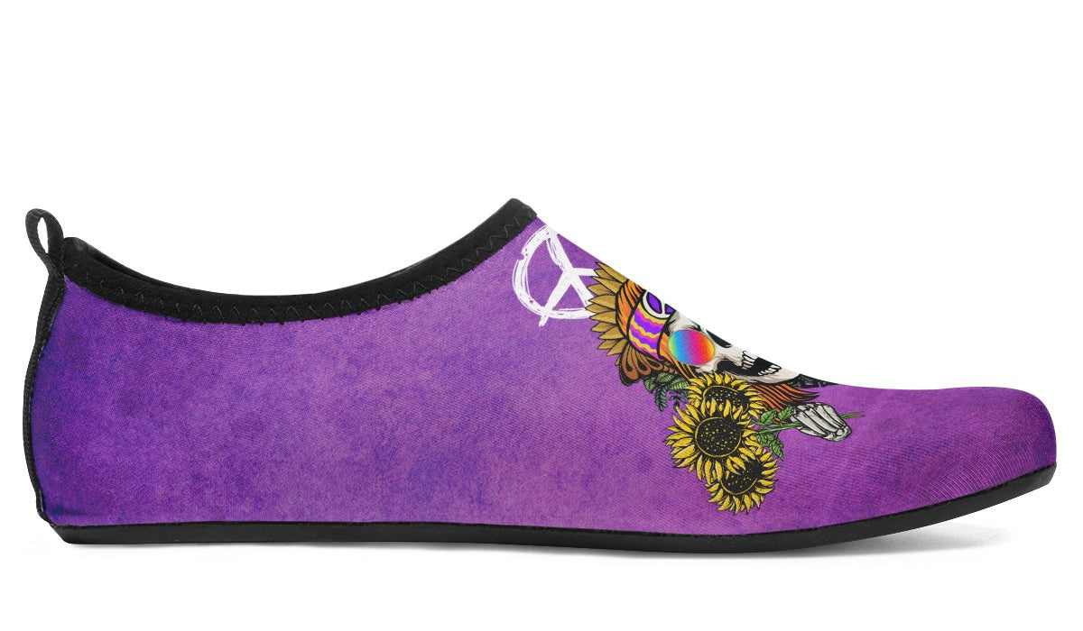 Hippie Happy Skull Sunflower Purple