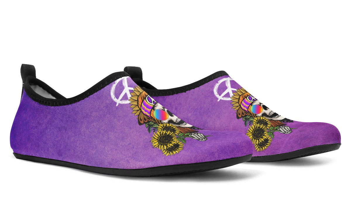 Hippie Happy Skull Sunflower Purple