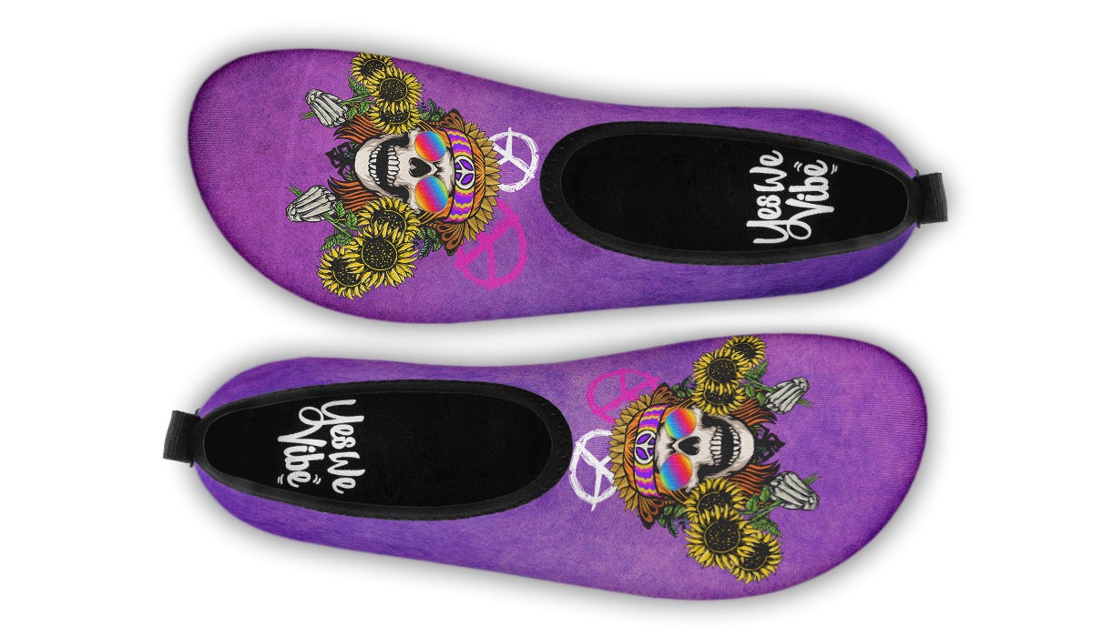 Hippie Happy Skull Sunflower Purple