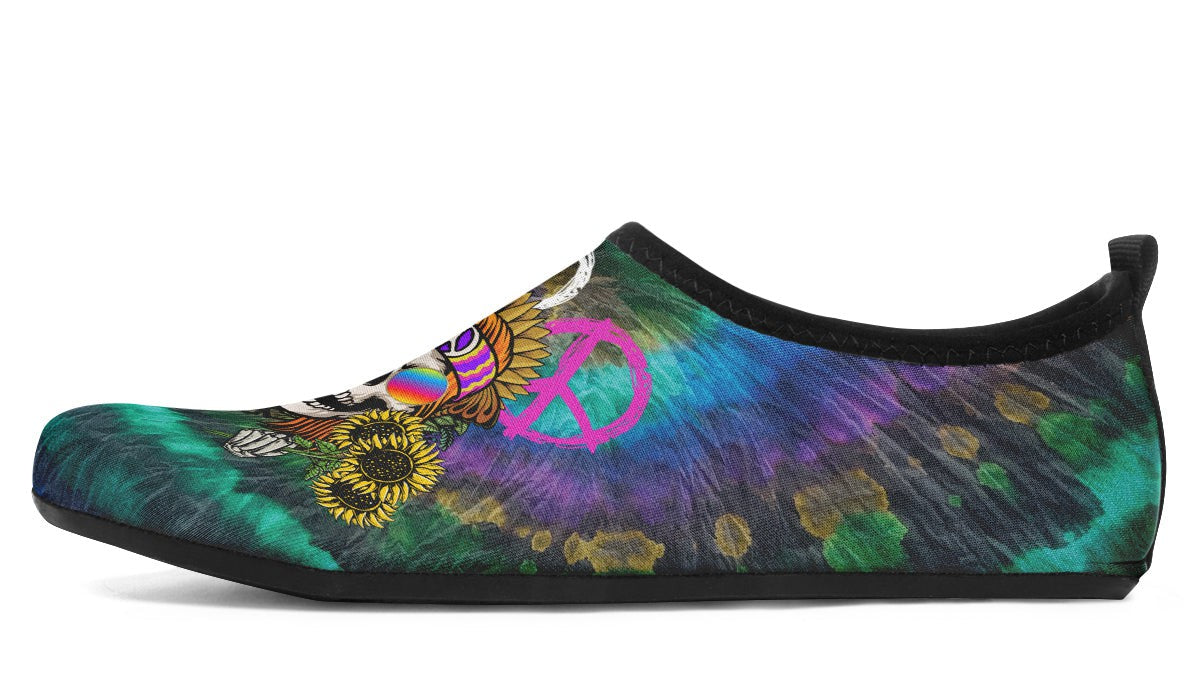 Hippie Happy Skull Sunflower Purple Tie Dye