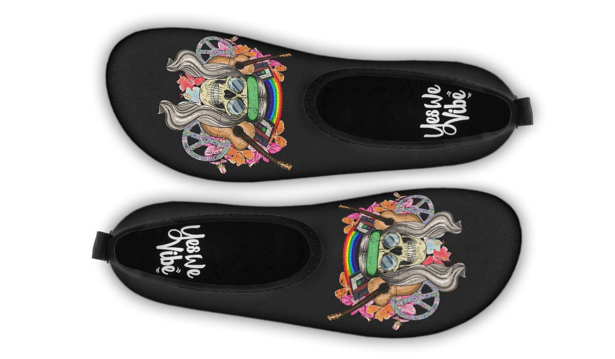 Hippie Skull Peace Guitar Plain Black