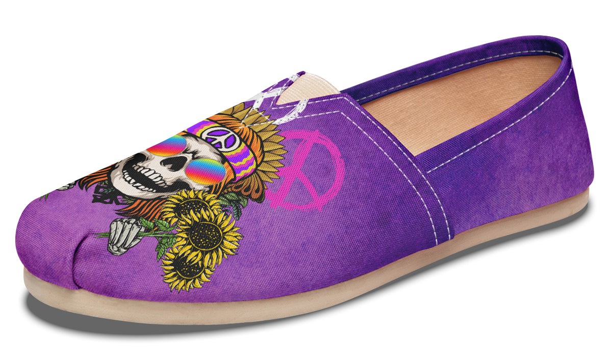 Hippie Happy Skull Sunflower Purple Tie Dye