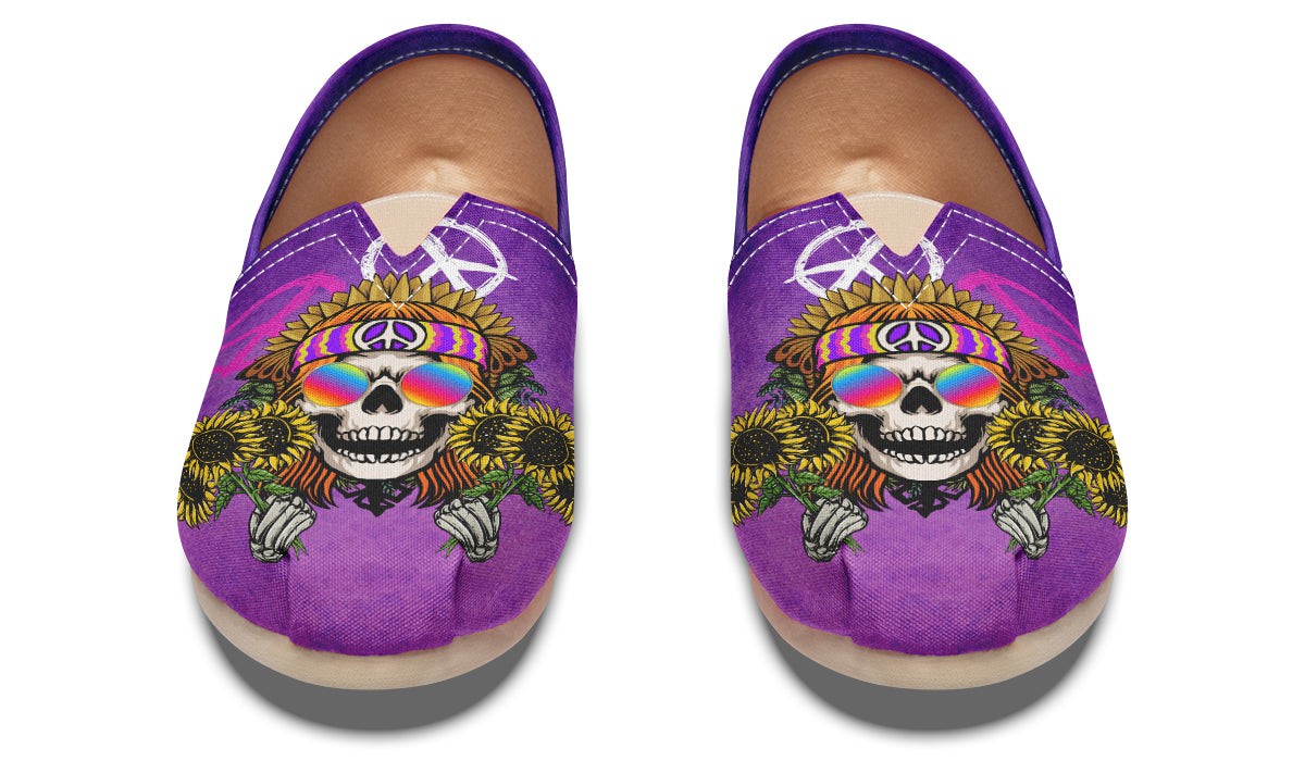 Hippie Happy Skull Sunflower Purple Tie Dye