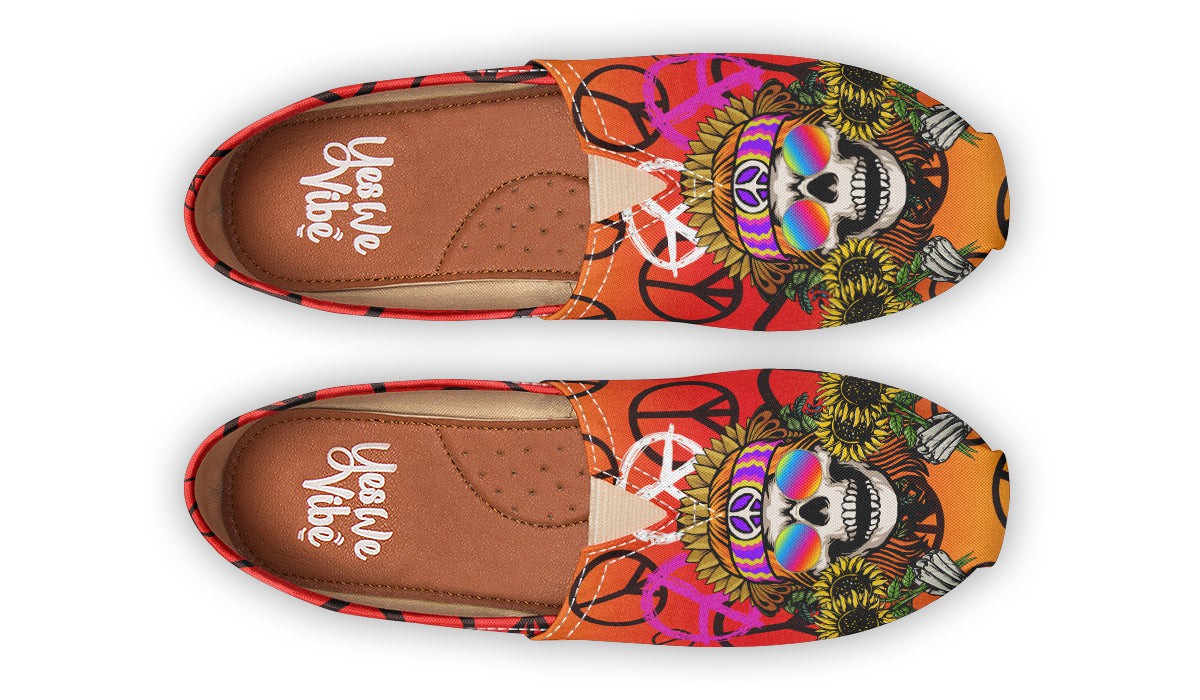 Hippie Happy Skull Sunflower Red And Yellow