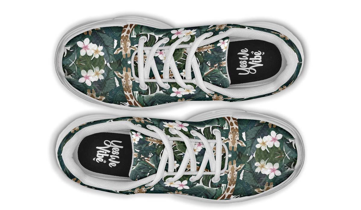 Giraffes And Calachuchi Flowers