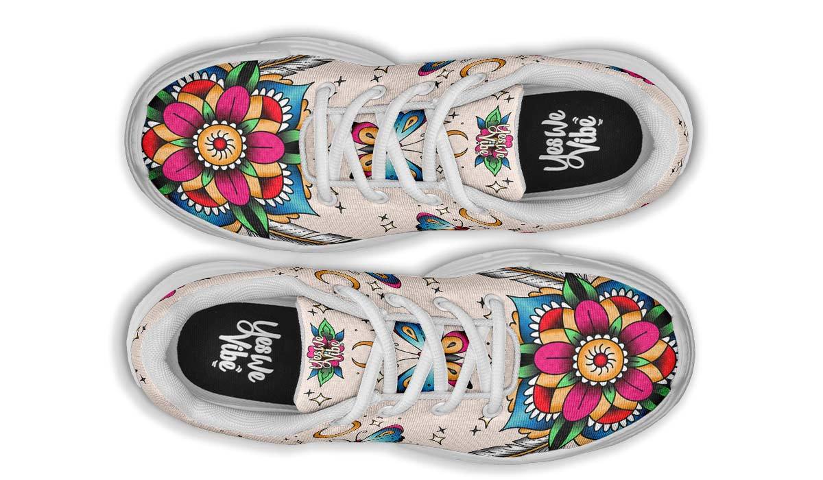 Neo Traditional Flowers And Butterflies