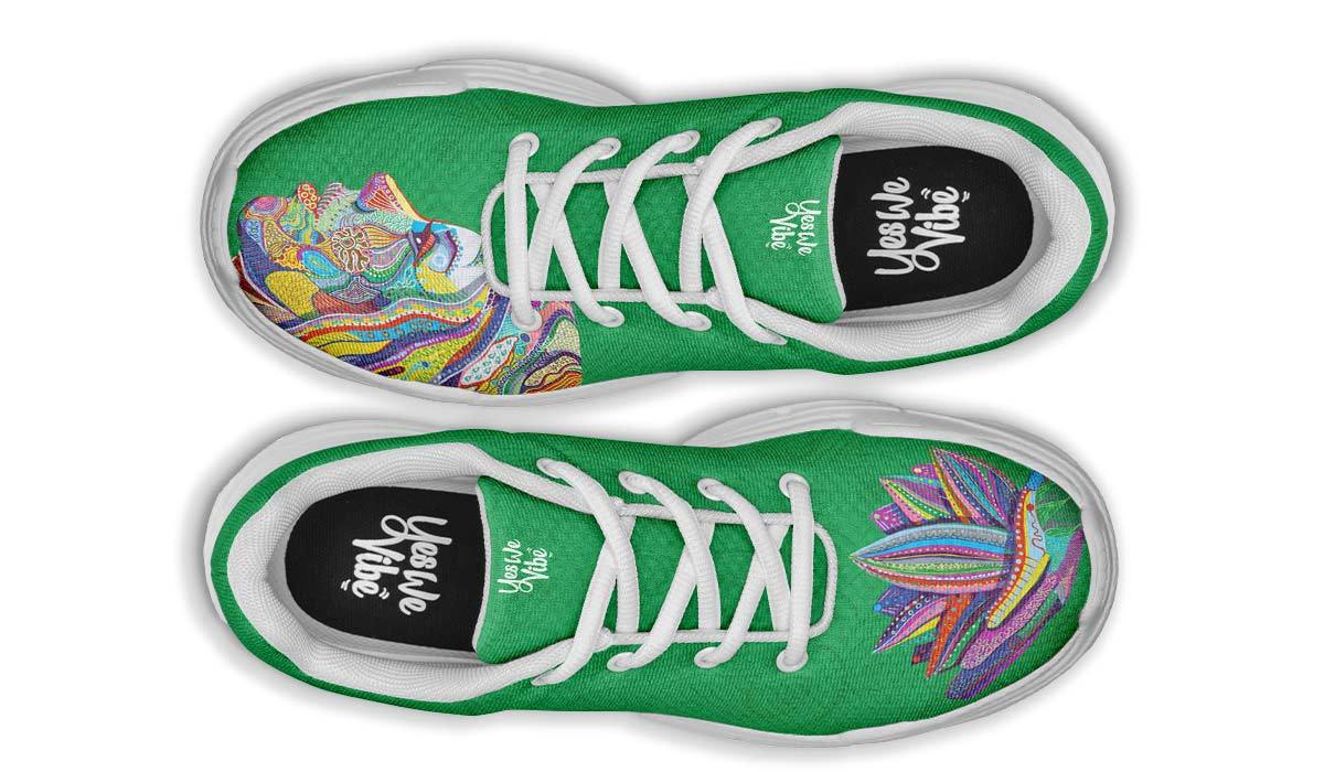 Woman And Lotus Dark Green