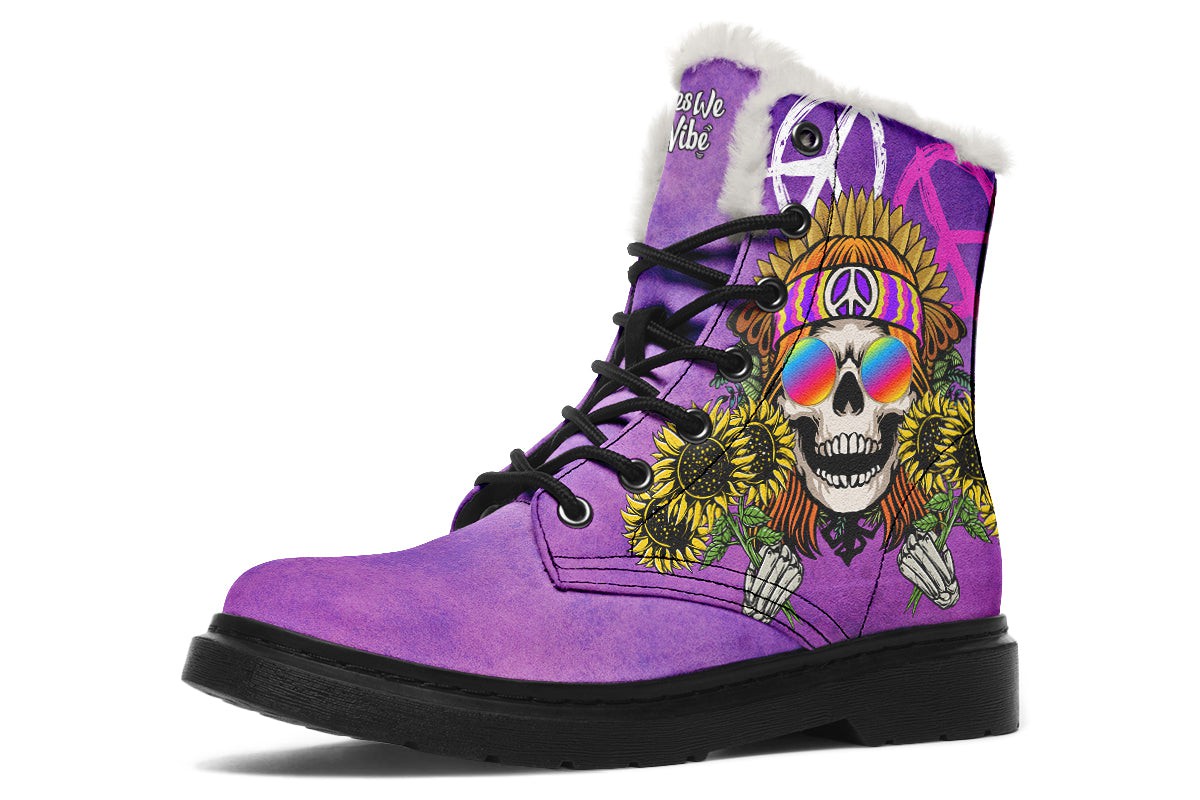 Hippie Happy Skull Sunflower Purple