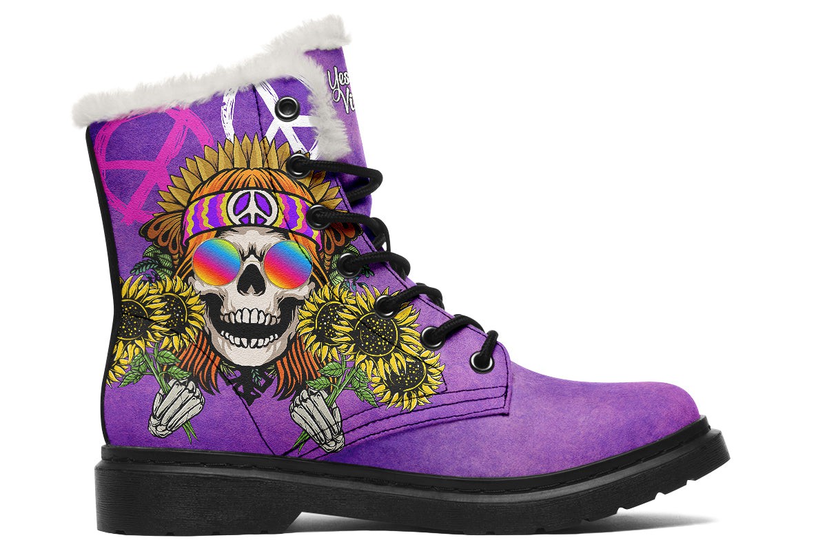 Hippie Happy Skull Sunflower Purple