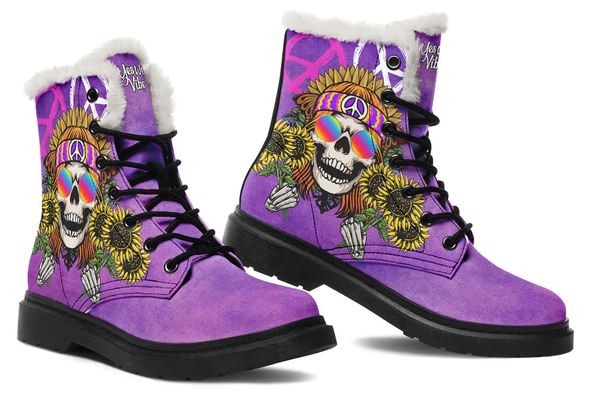 Hippie Happy Skull Sunflower Purple