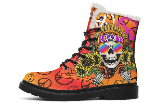 Hippie Happy Skull Sunflower Redandyellow