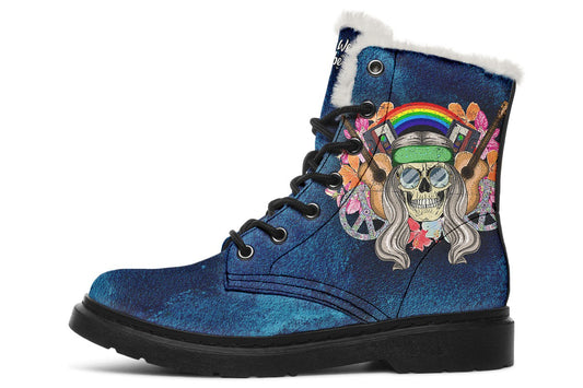 Hippie Skull Peace Guitar Navy Blue