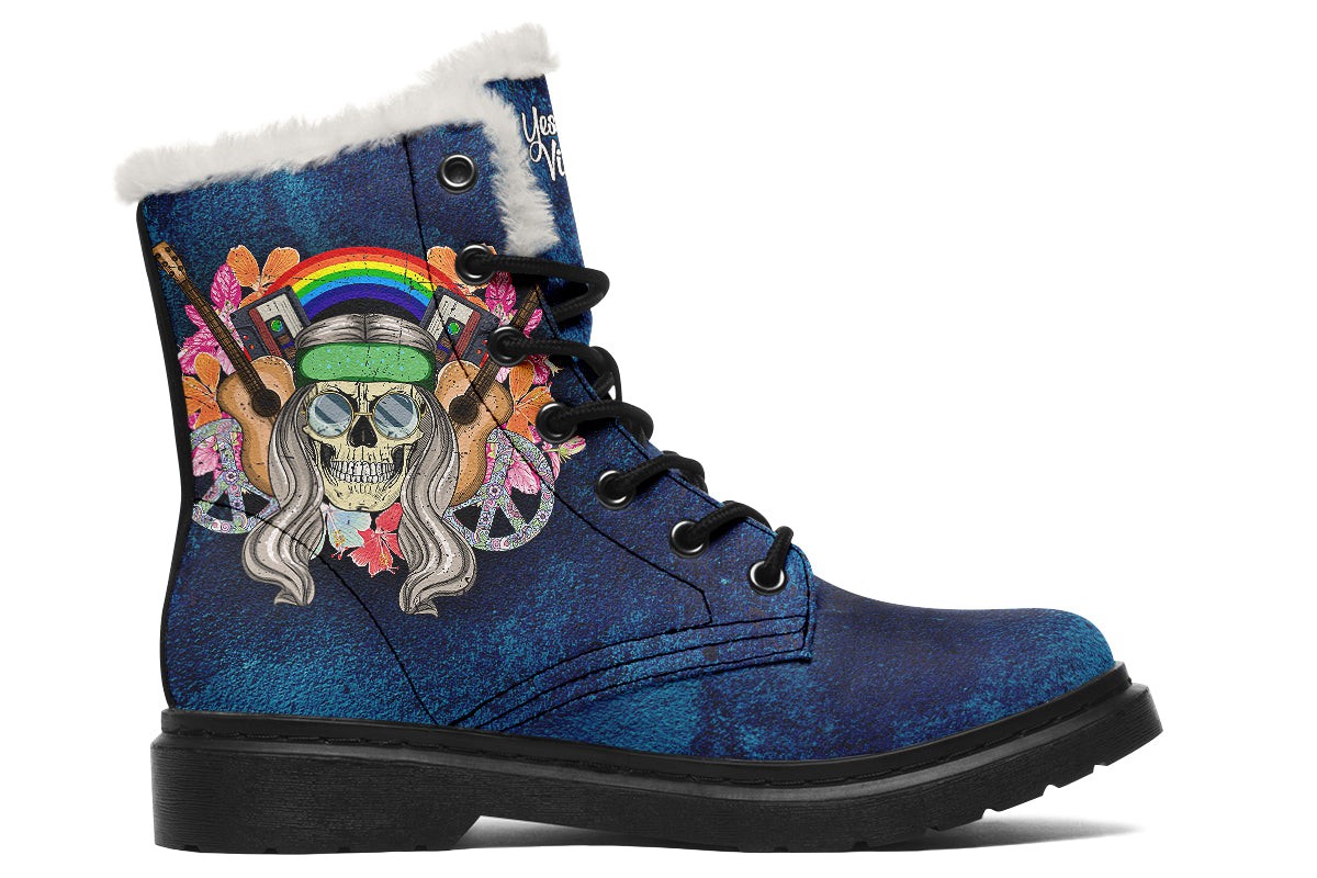 Hippie Skull Peace Guitar Navy Blue