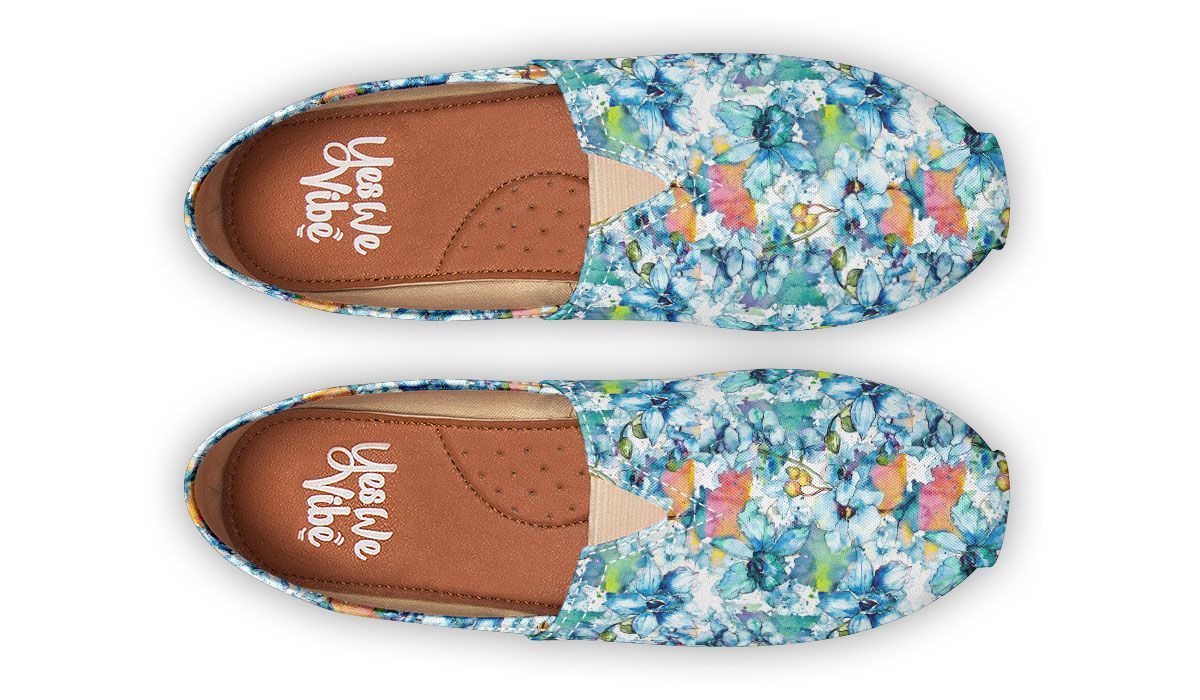 Watercolor Flowers Blue Yellow Orange