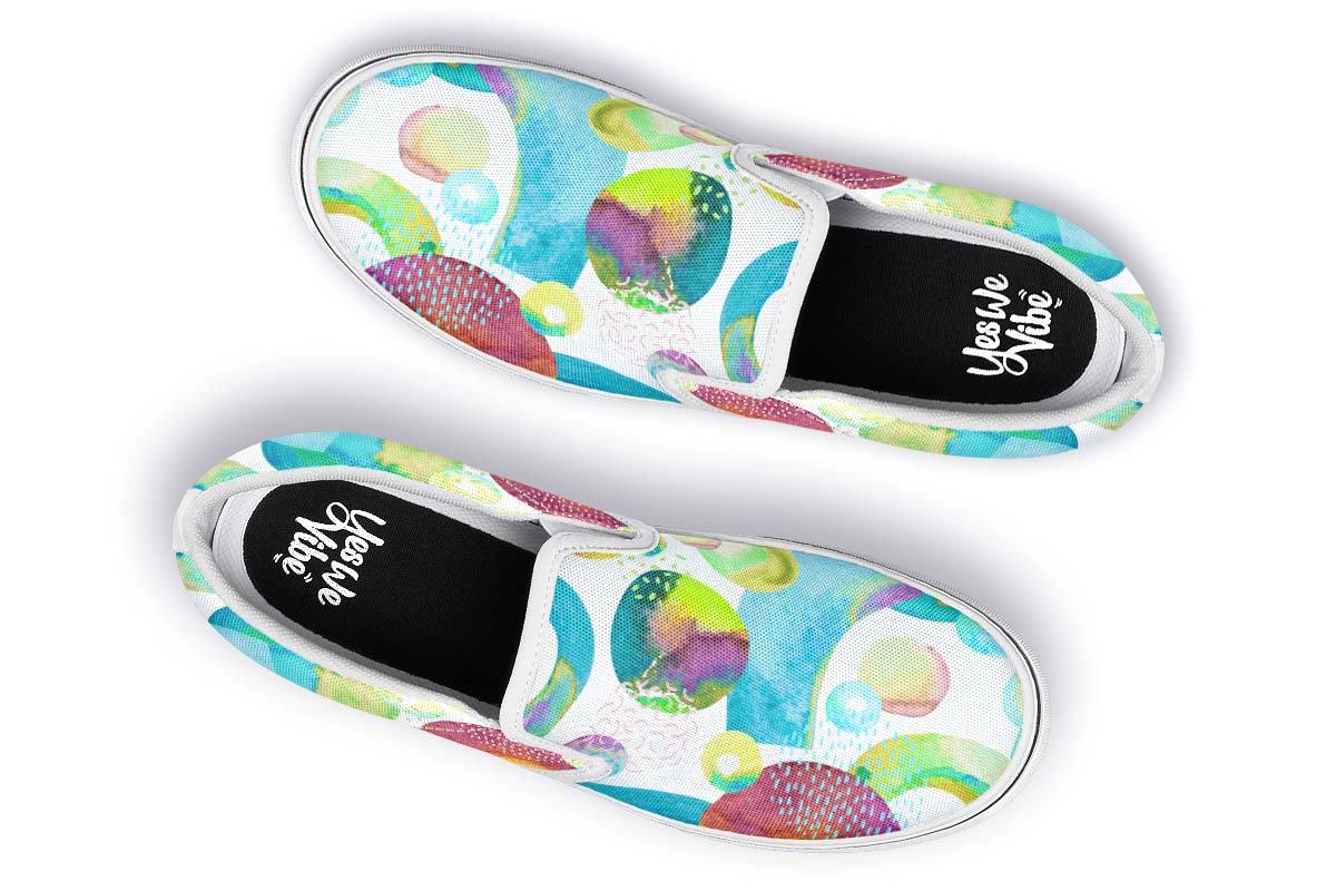 Watercolor Mixed Circles White