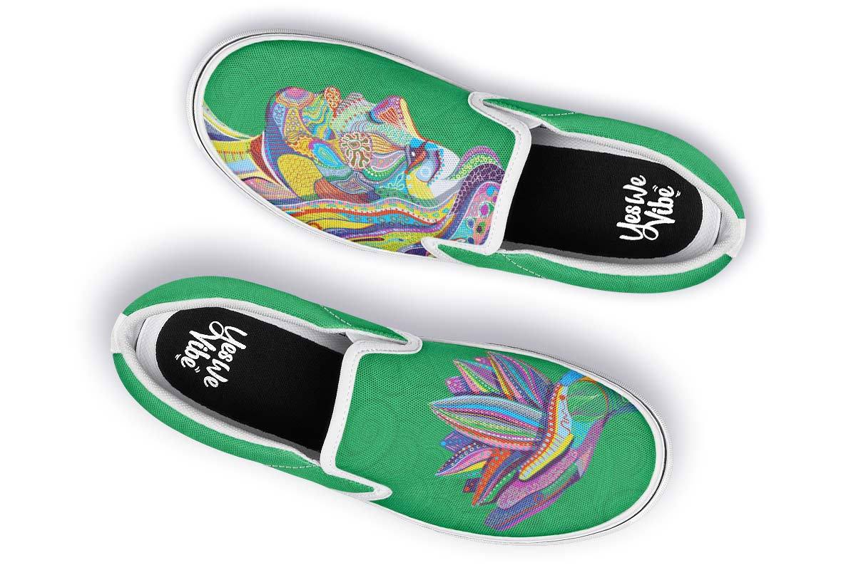 Woman And Lotus Dark Green