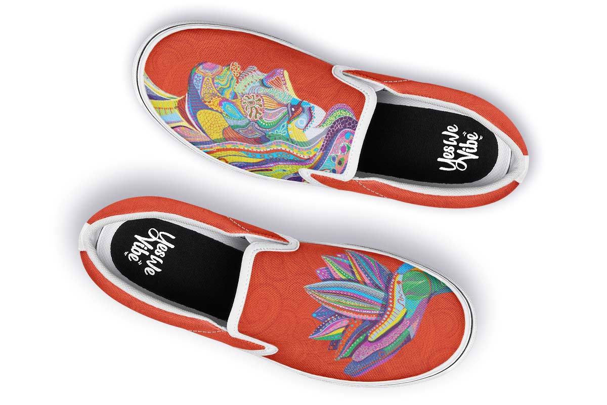 Woman And Lotus Dark Orange