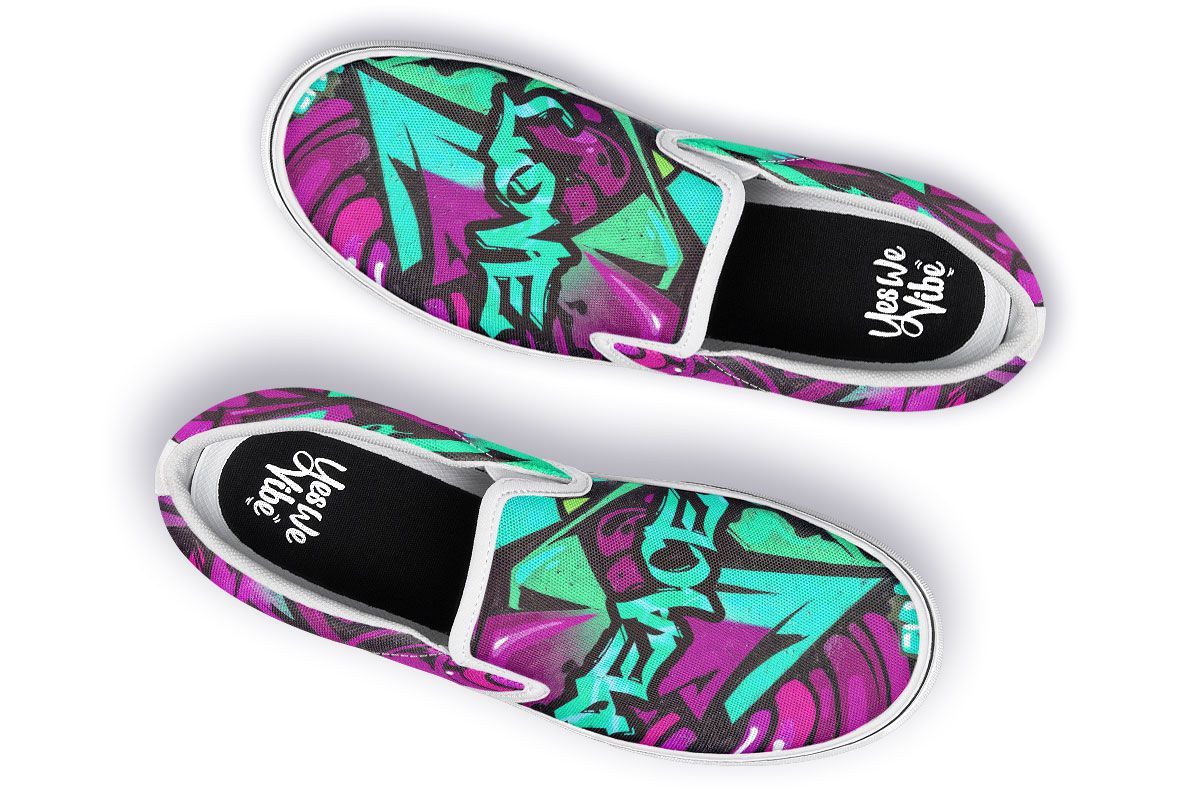 Purple Blue Peace Love Graffiti