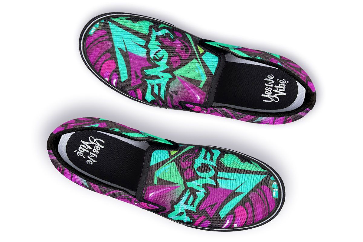 Purple Blue Peace Love Graffiti