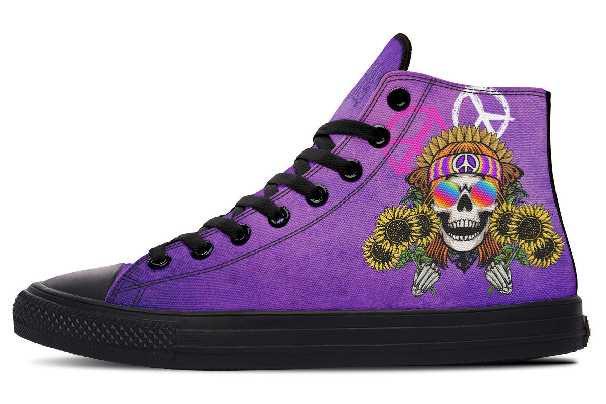 Hippie Happy Skull Sunflower Purple