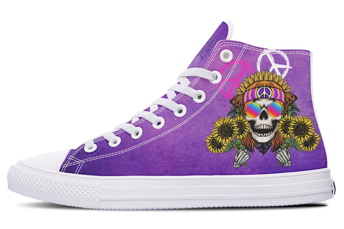 Hippie Happy Skull Sunflower Purple