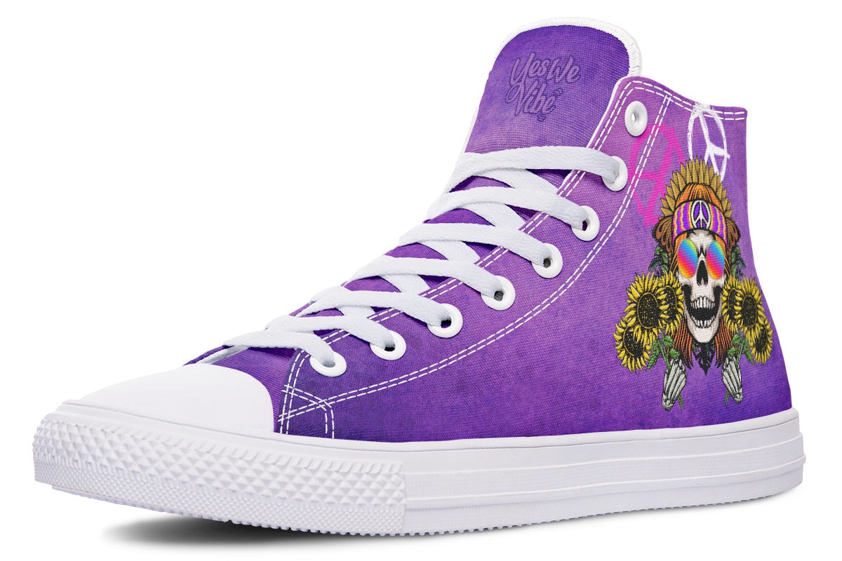 Hippie Happy Skull Sunflower Purple