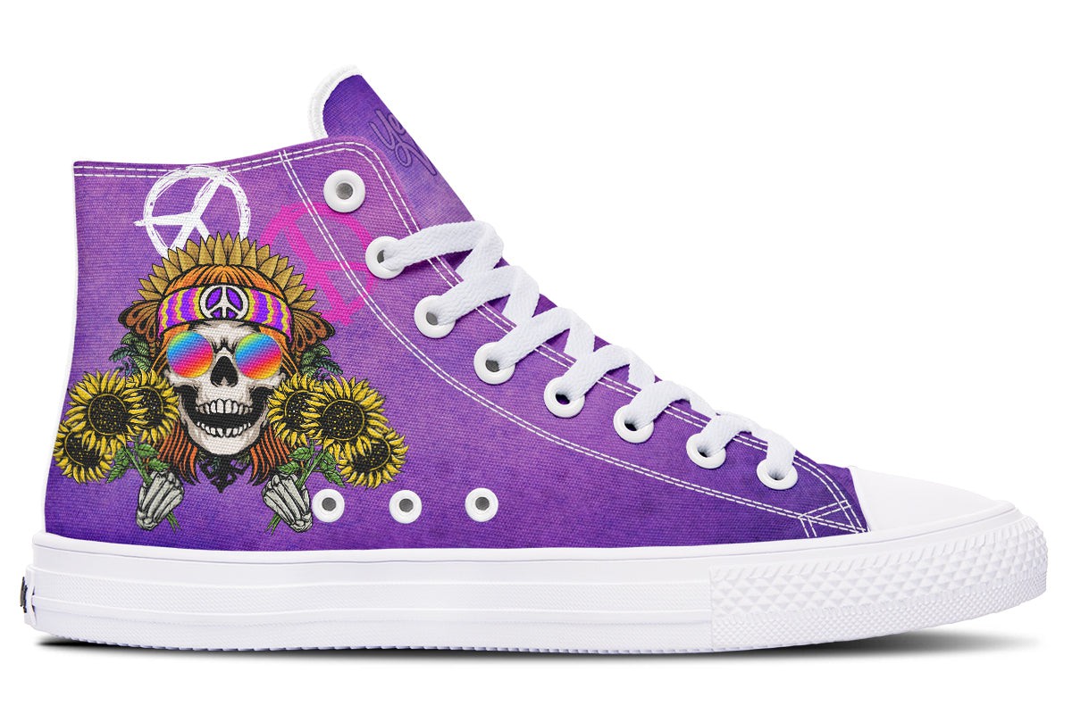 Hippie Happy Skull Sunflower Purple