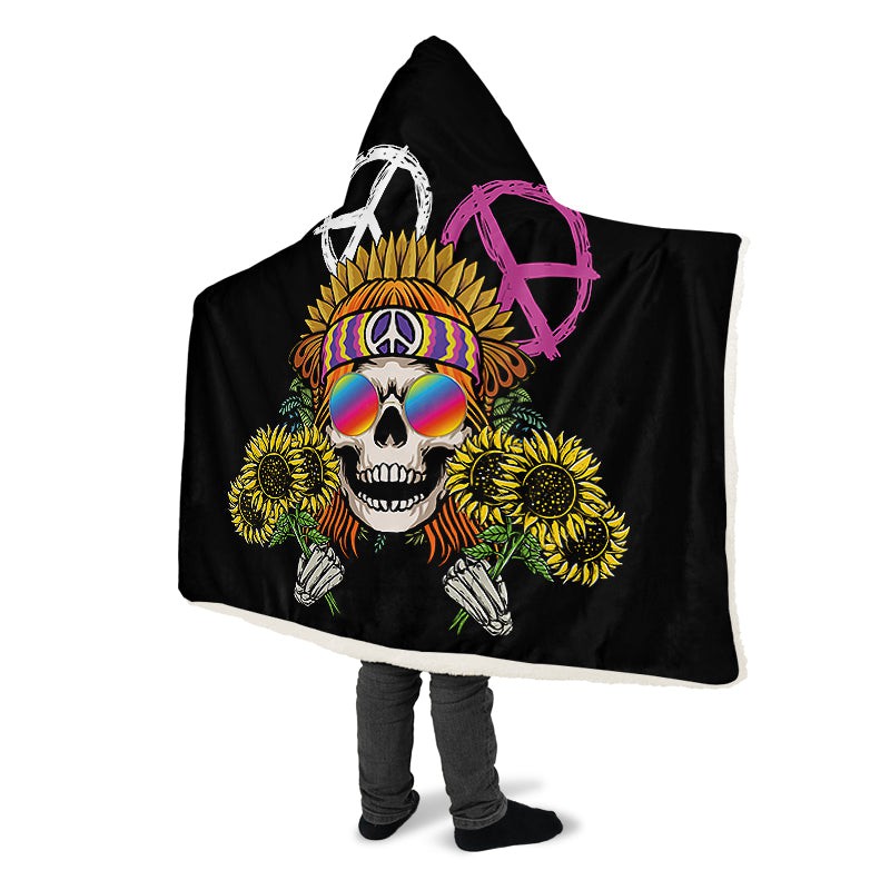 Hippie Happy Skull Sunflower