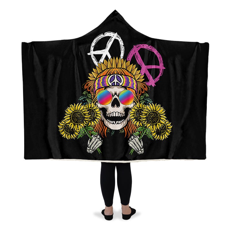 Hippie Happy Skull Sunflower