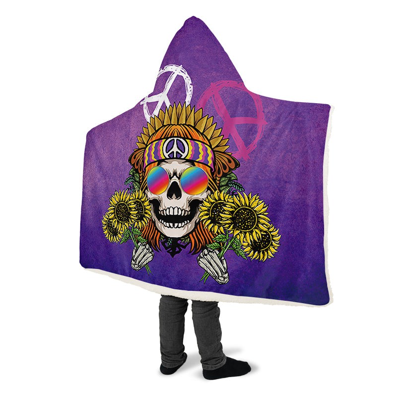 Hippie Happy Skull Sunflower Purple