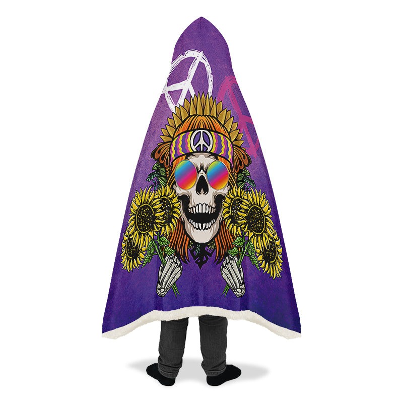 Hippie Happy Skull Sunflower Purple