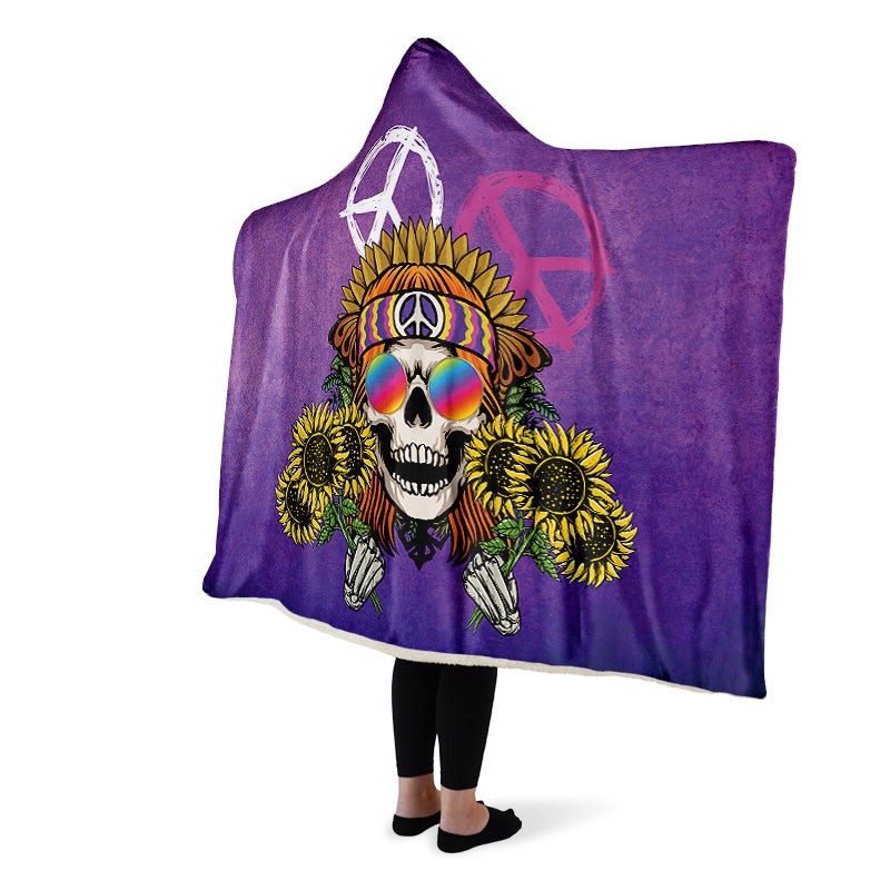 Hippie Happy Skull Sunflower Purple