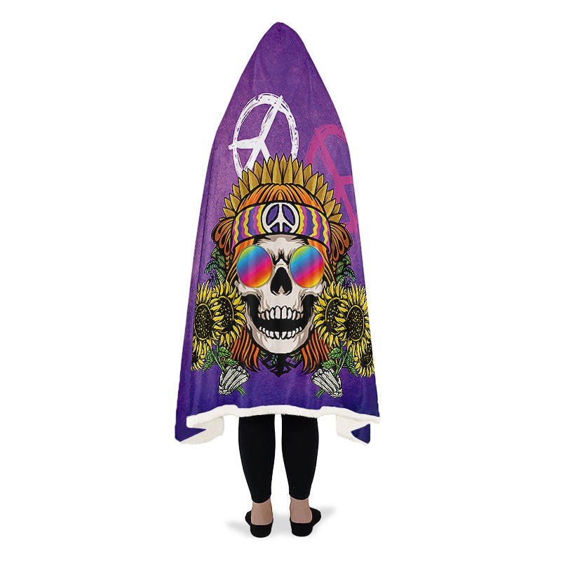 Hippie Happy Skull Sunflower Purple