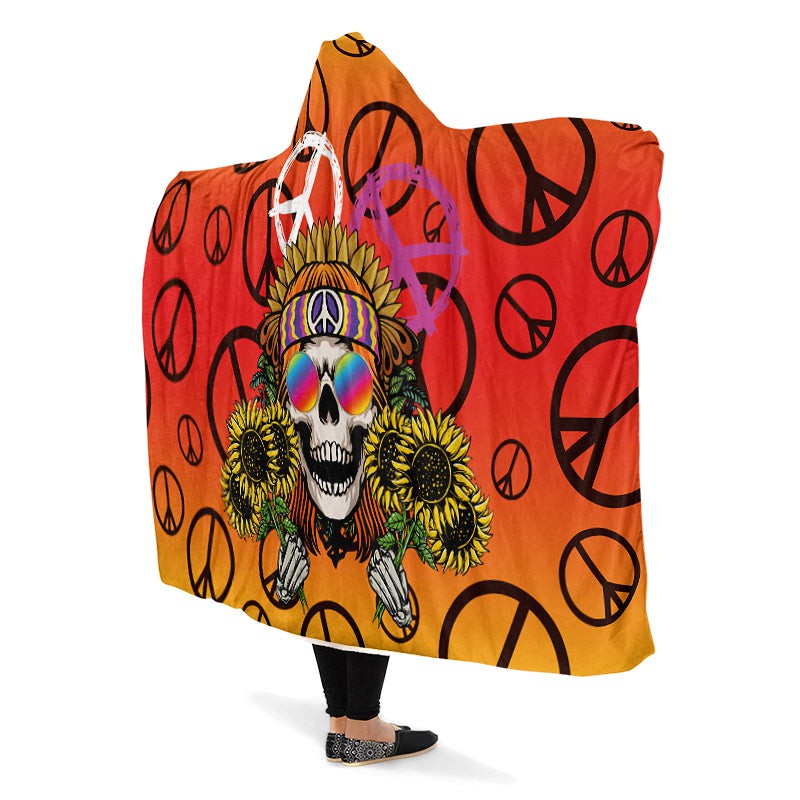 Hippie Happy Skull Sunflower Red And Yellow