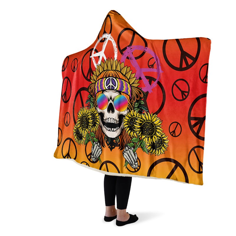 Hippie Happy Skull Sunflower Red And Yellow