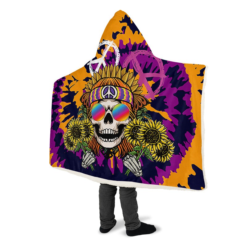 Hippie Happy Skull Sunflower Tie Dye