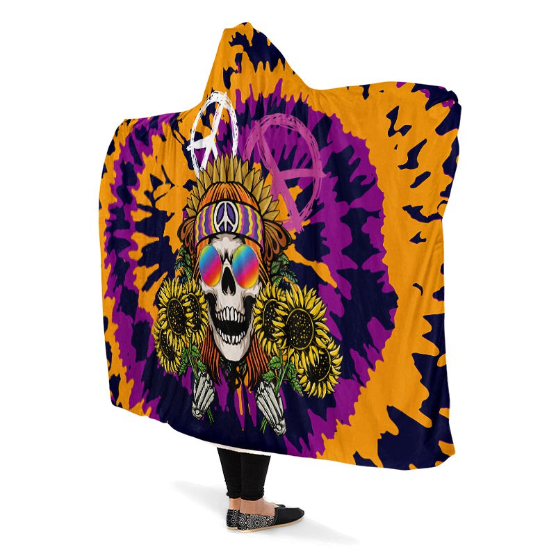 Hippie Happy Skull Sunflower Tie Dye