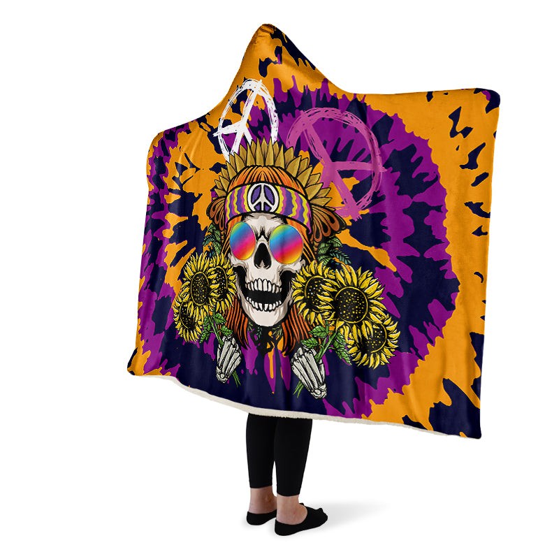 Hippie Happy Skull Sunflower Tie Dye