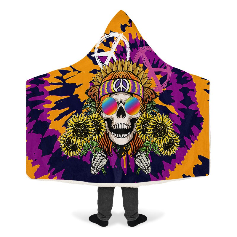 Hippie Happy Skull Sunflower Tie Dye