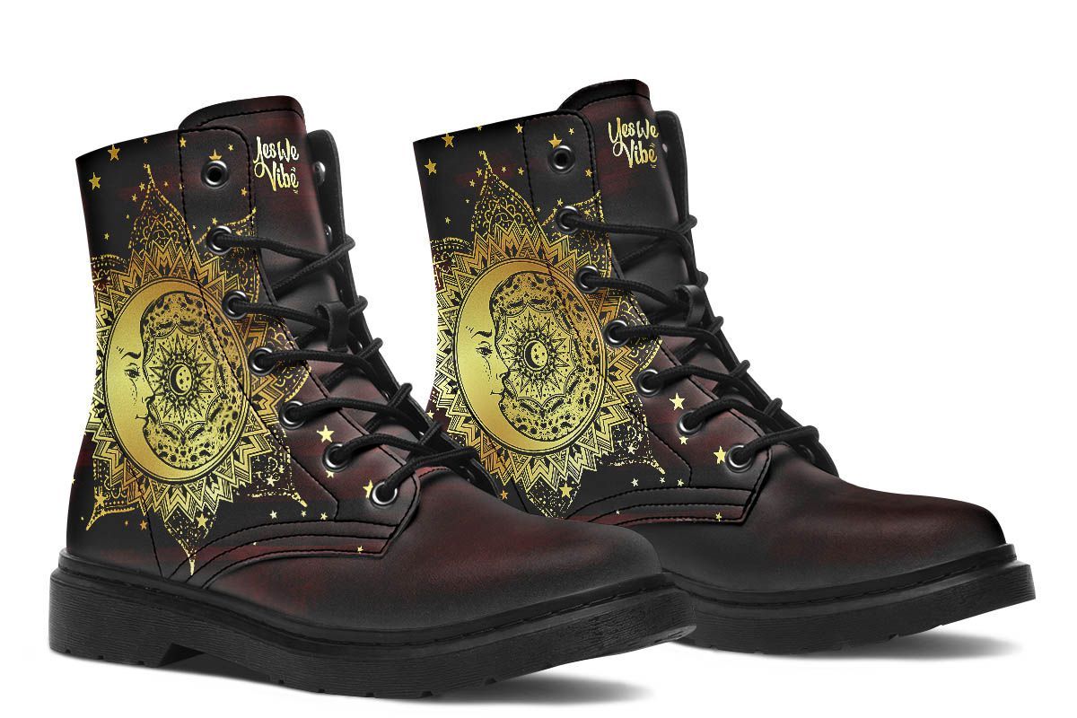 Sun And Moon Patterned Maroon Love