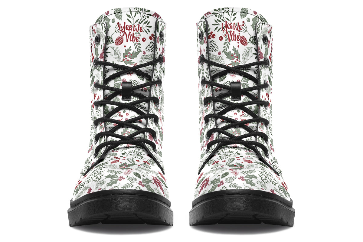 Fir Cone Holly Leaves And Berries