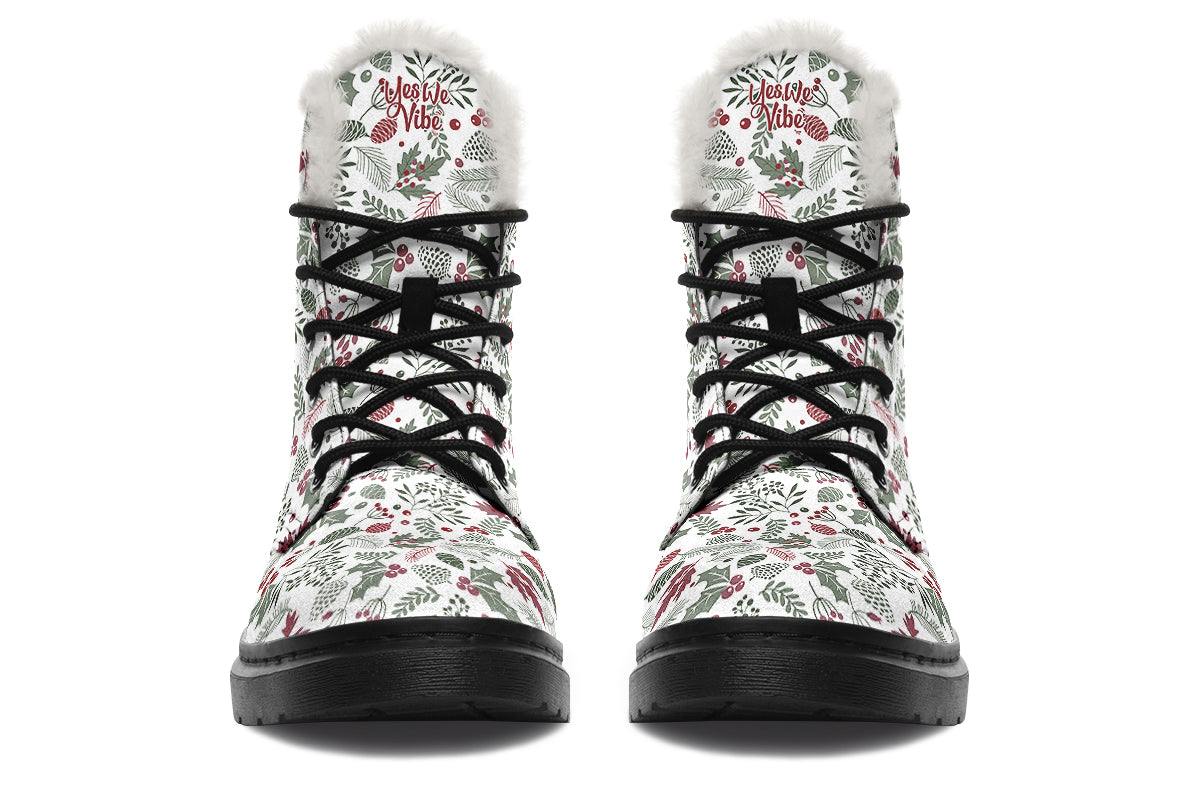 Fir Cone Holly Leaves And Berries