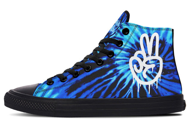 Black And Blue Tie Dye Peace Hand