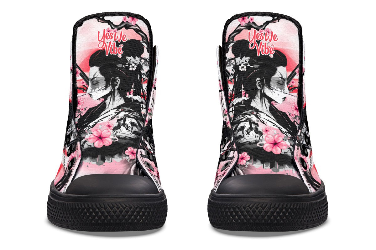 Geisha And Pink Flowers