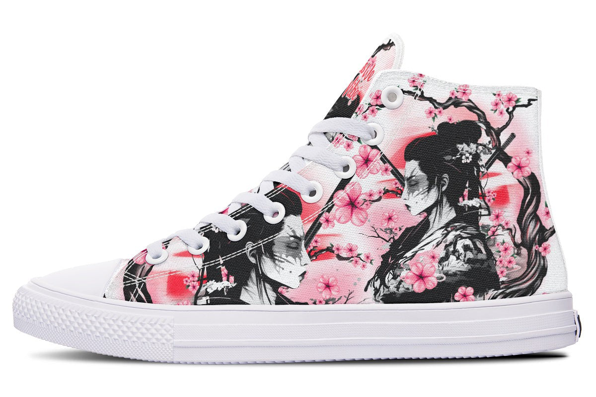 Geisha And Pink Flowers