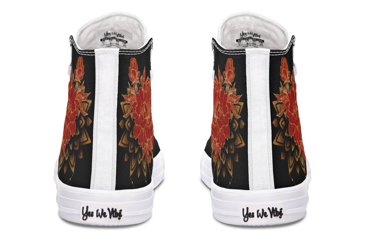 Gold Mandala And Red Roses