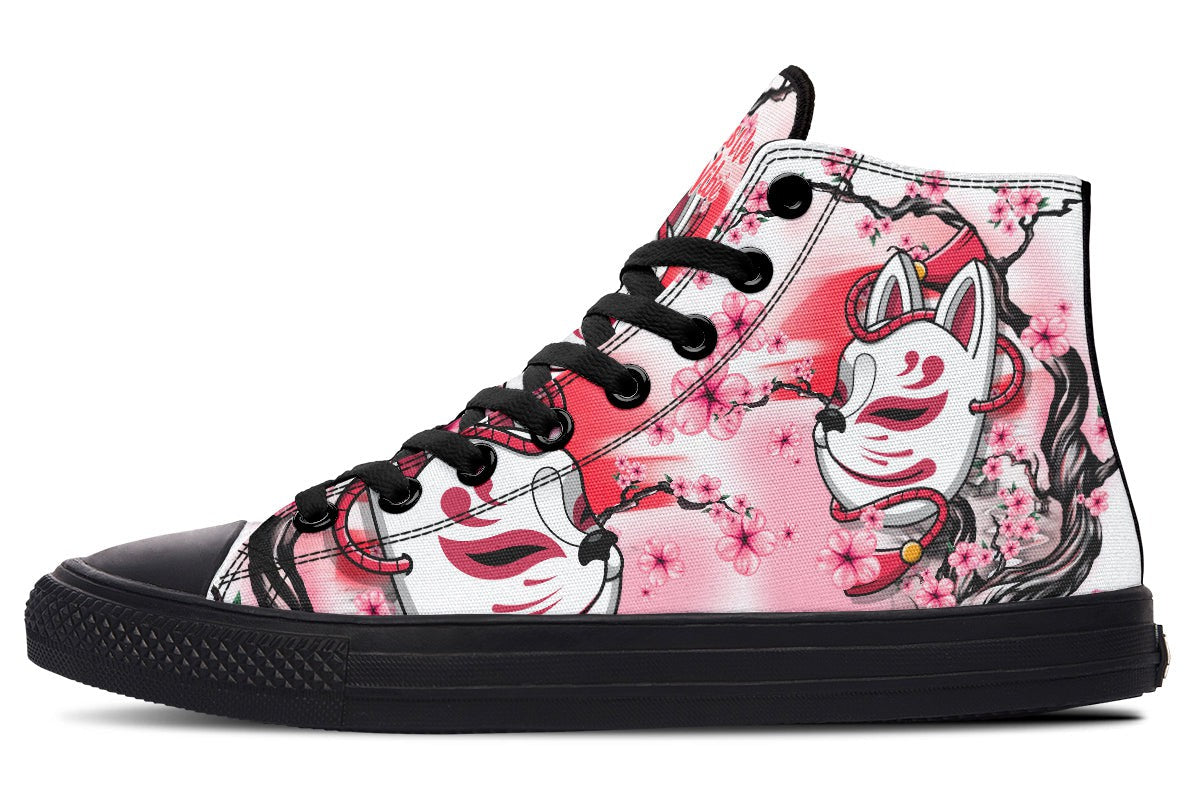 Kitsune And Pink Flowers