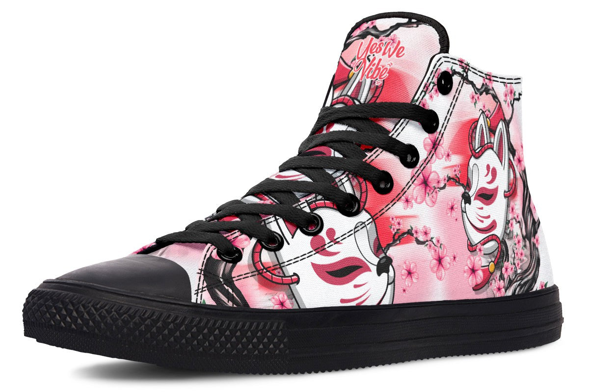 Kitsune And Pink Flowers