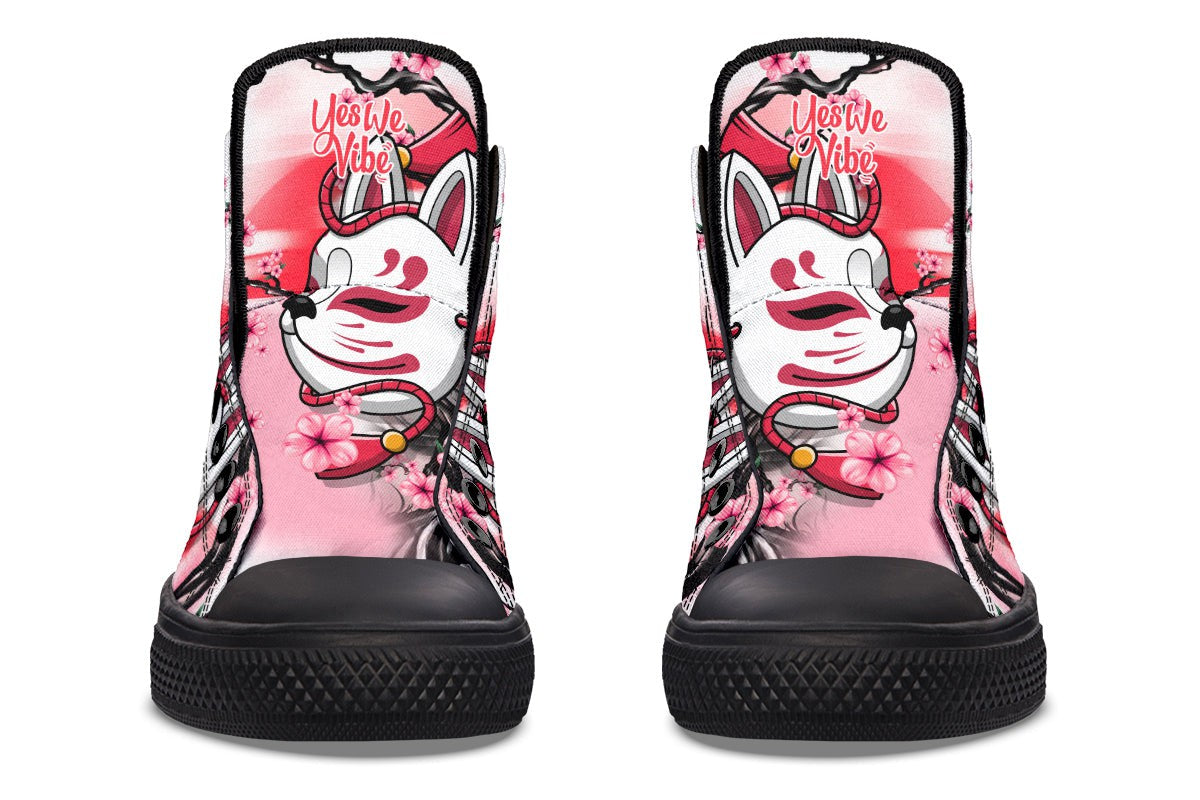 Kitsune And Pink Flowers